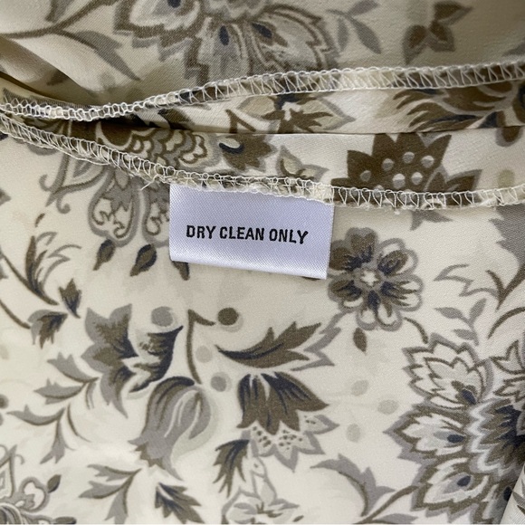 Vintage Silk Satin Tie Front Crop Top Green Floral - Picture 11 of 16